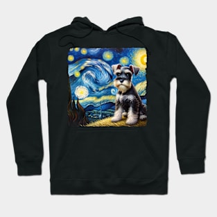 Starry Miniature Schnauzer Portrait - Dog Portrait Hoodie